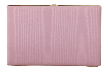 Dolce &amp; Gabbana Pink Silk Gold Frame Clutch Evening Party Purse Bag