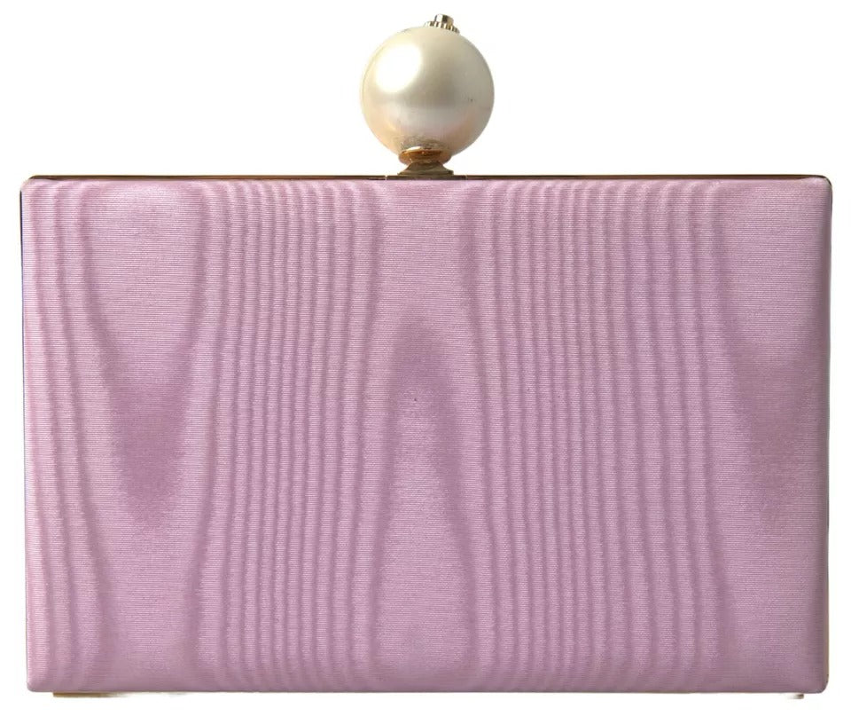 Dolce &amp; Gabbana Pink Silk Gold Frame Clutch Evening Party Purse Bag