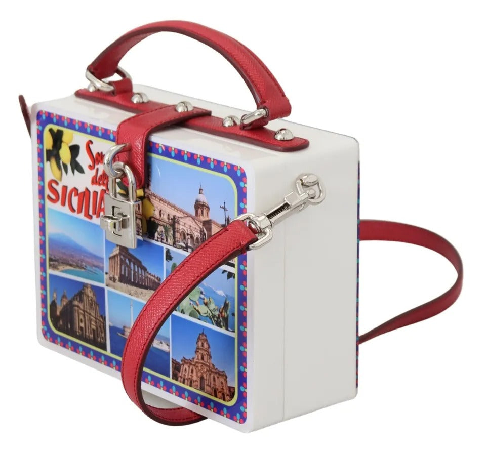 Dolce &amp; Gabbana White Plexi Box Sicilia Square Hand Shoulder Purse Bag