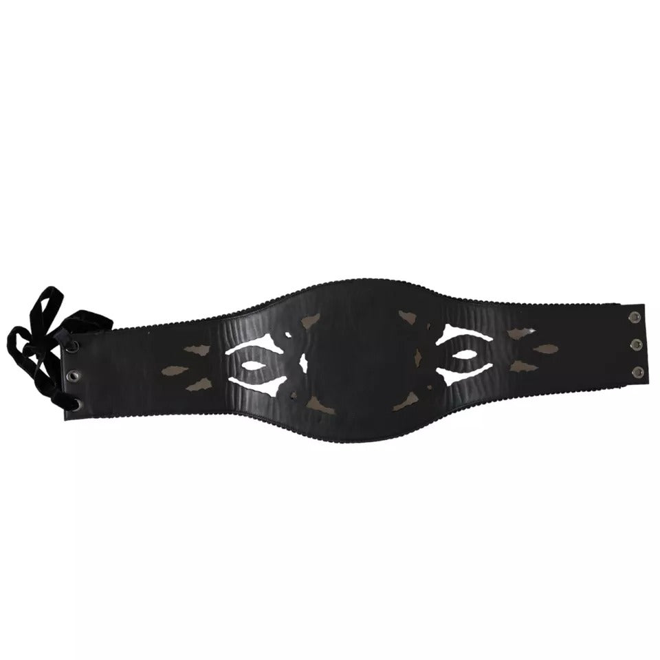 Dolce &amp; Gabbana Black Canvas Embellished Waist Women Belt