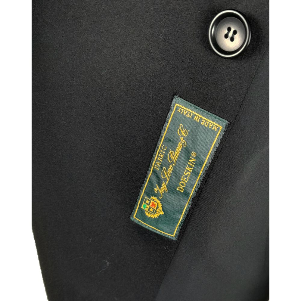 Made in Italy Black Wool Vergine Suits &amp; Blazer