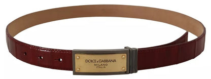 Dolce &amp; Gabbana Brown Leather Gold Engraved Metal Buckle Belt