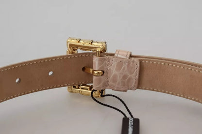 Dolce &amp; Gabbana Beige Leather Crystal Buckle Women Belt