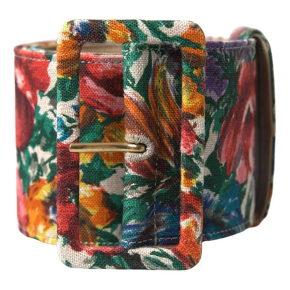 Dolce &amp; Gabbana Multicolor Carretto Fabric Wide Waist Belt