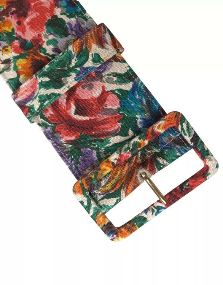 Dolce &amp; Gabbana Multicolor Carretto Fabric Wide Waist Belt