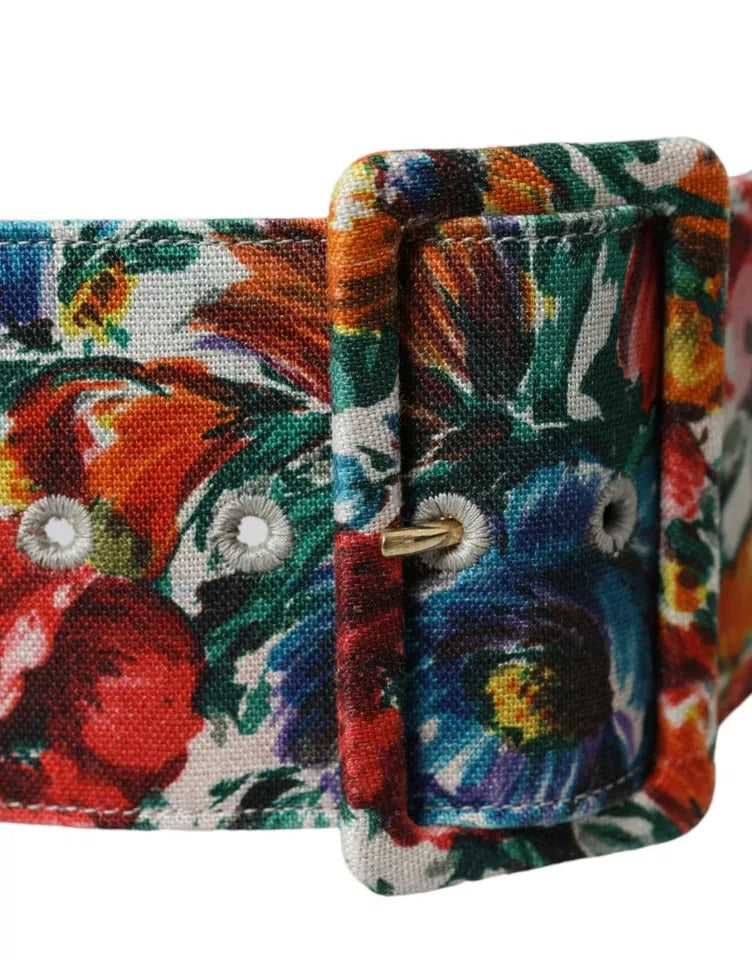 Dolce &amp; Gabbana Multicolor Carretto Fabric Wide Waist Belt