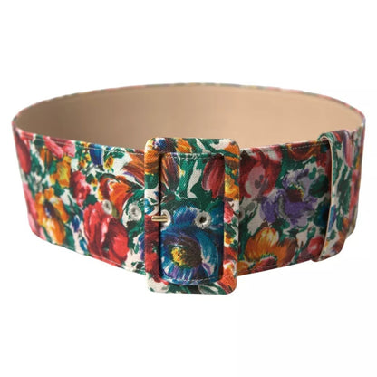 Dolce &amp; Gabbana Multicolor Carretto Fabric Wide Waist Belt