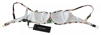 Dolce &amp; Gabbana Multicolor Striped Rose Print Swimwear Bikini Top