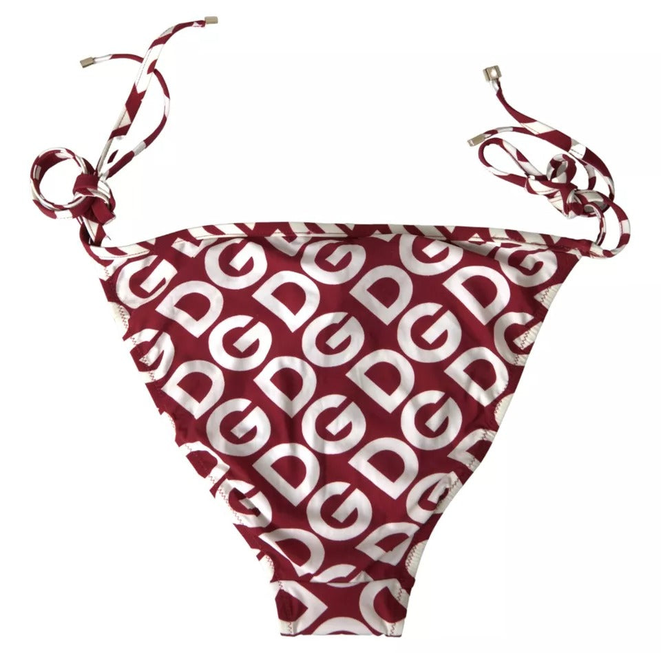 Dolce &amp; Gabbana Bordeaux DG Mania Print Bottom Beachwear Bikini