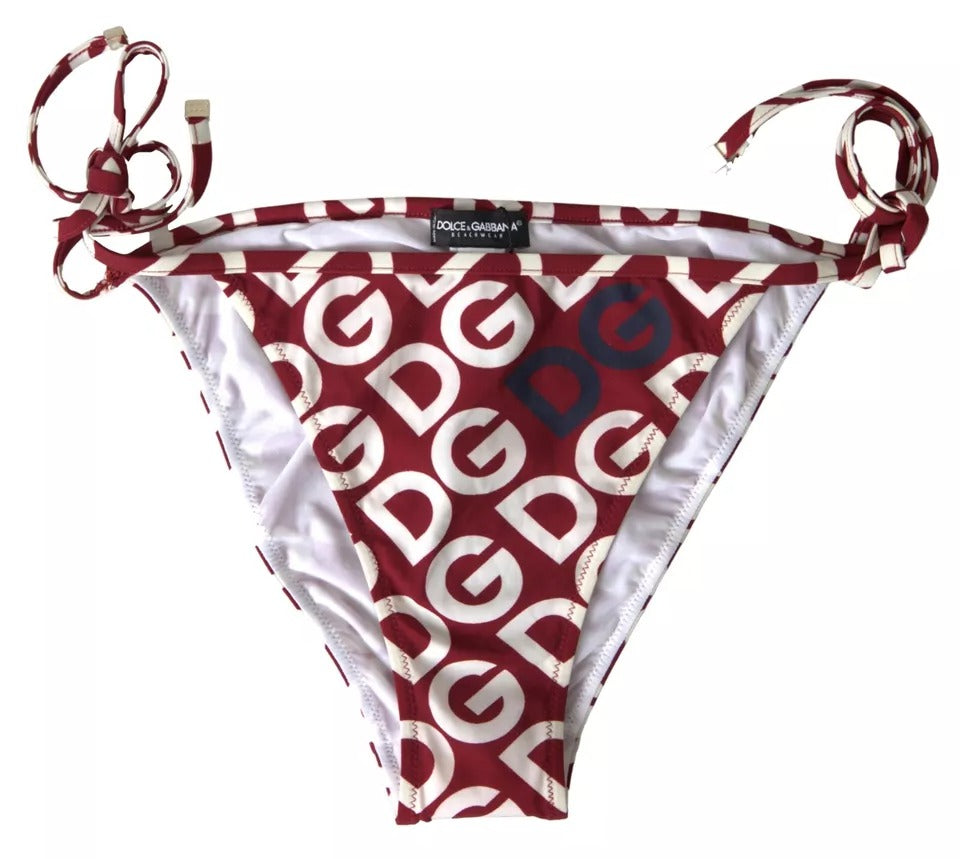 Dolce &amp; Gabbana Bordeaux DG Mania Print Bottom Beachwear Bikini