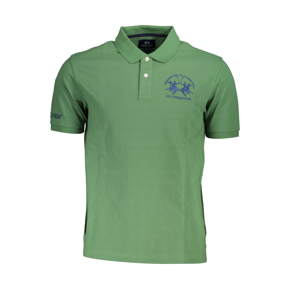 La Martina Green Cotton Men Polo Shirt