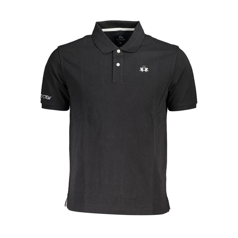 La Martina Black Cotton Men Polo Shirt