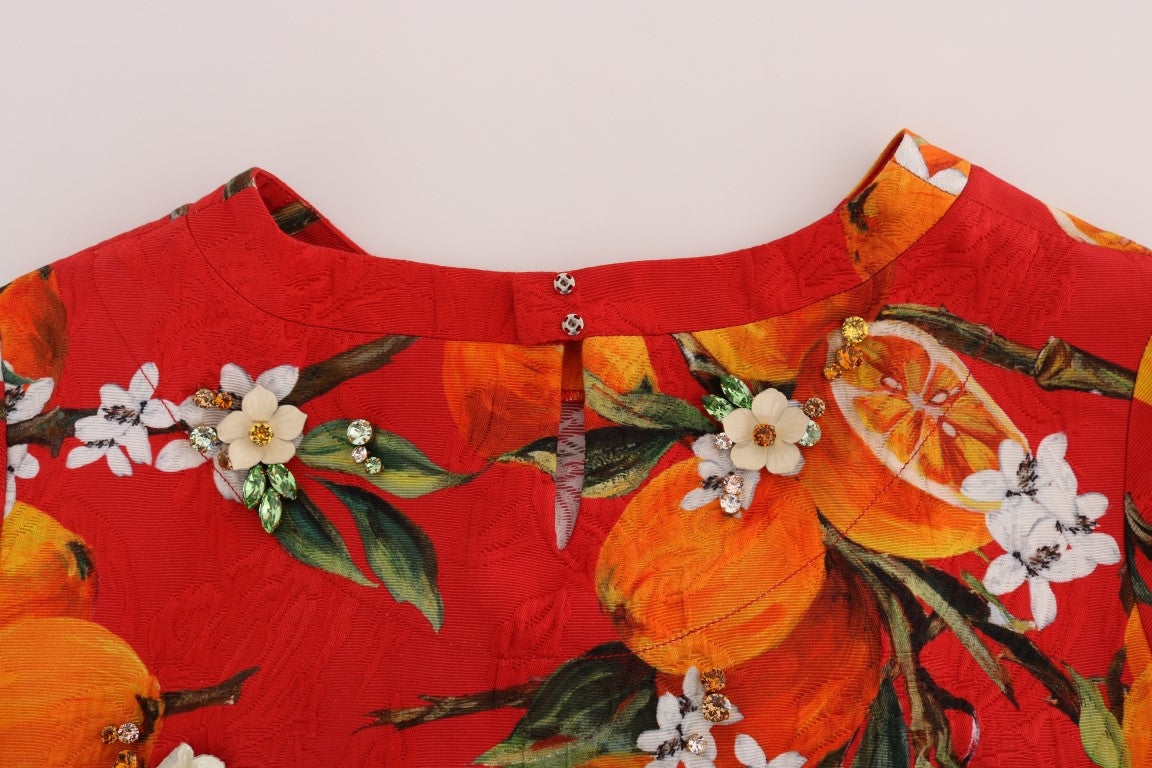 Dolce &amp; Gabbana Embellished Crepe Blouse with Blossom Print