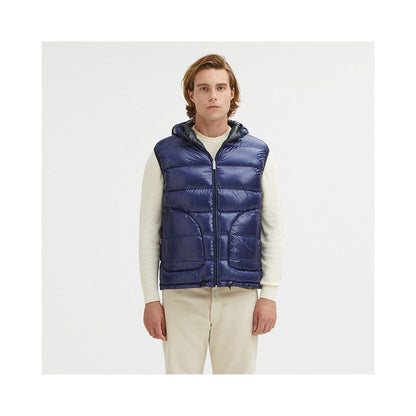 Reversible Centogrammi Hooded Vest in Blue/Grey