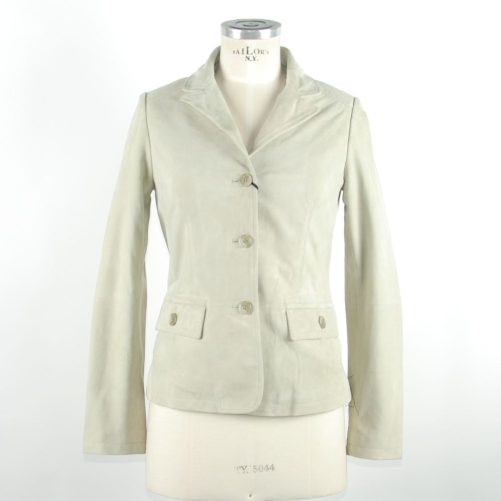 Emilio Romanelli &quot;White Leather Women Jacket&quot;