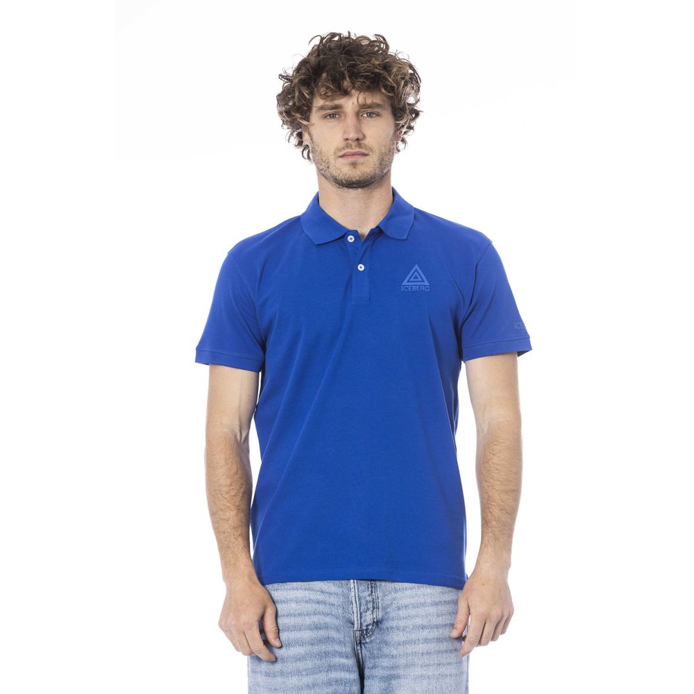 Iceberg Blue Cotton Men Polo Shirt