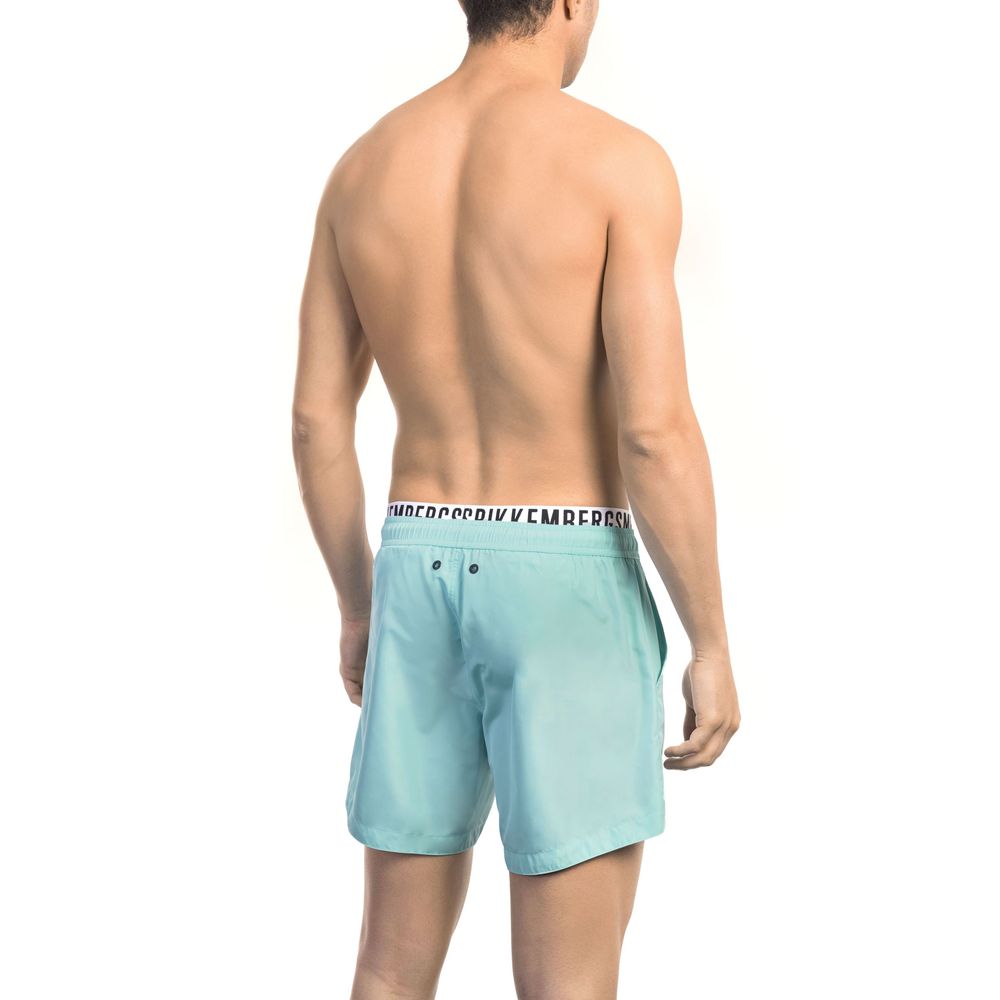 Bikkembergs Light Blue Polyester Men Swim Short