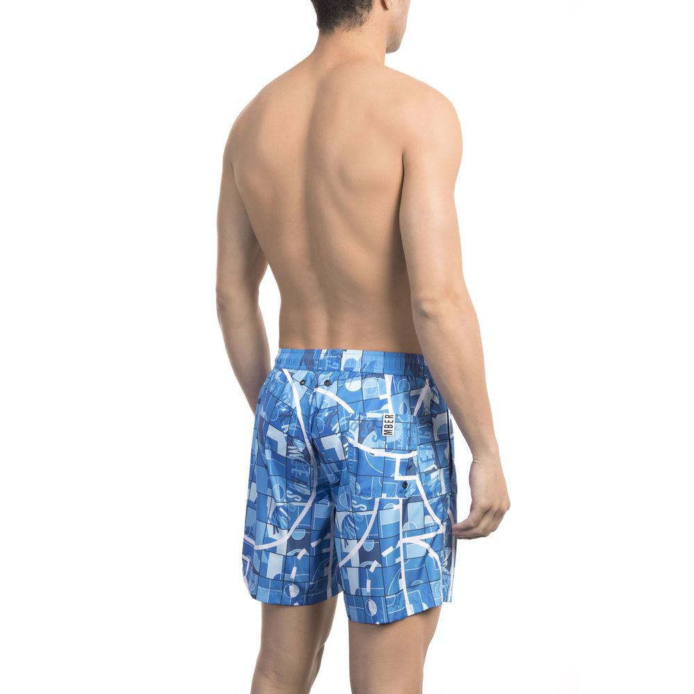 Bikkembergs Light Blue Polyester Men Swim Short