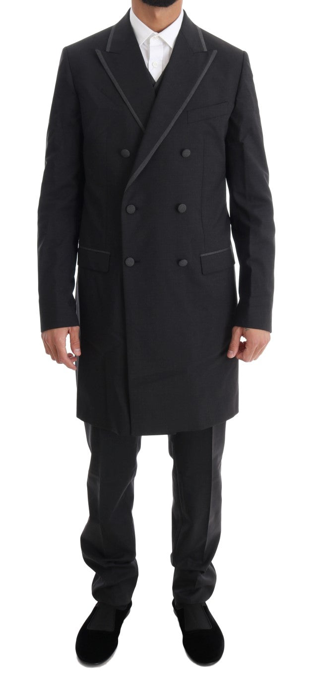 Dolce &amp; Gabbana Elegant Gray Double Breasted Wool Suit