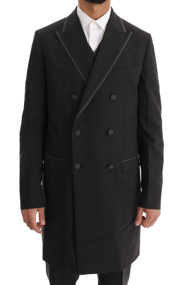 Dolce &amp; Gabbana Elegant Gray Double Breasted Wool Suit