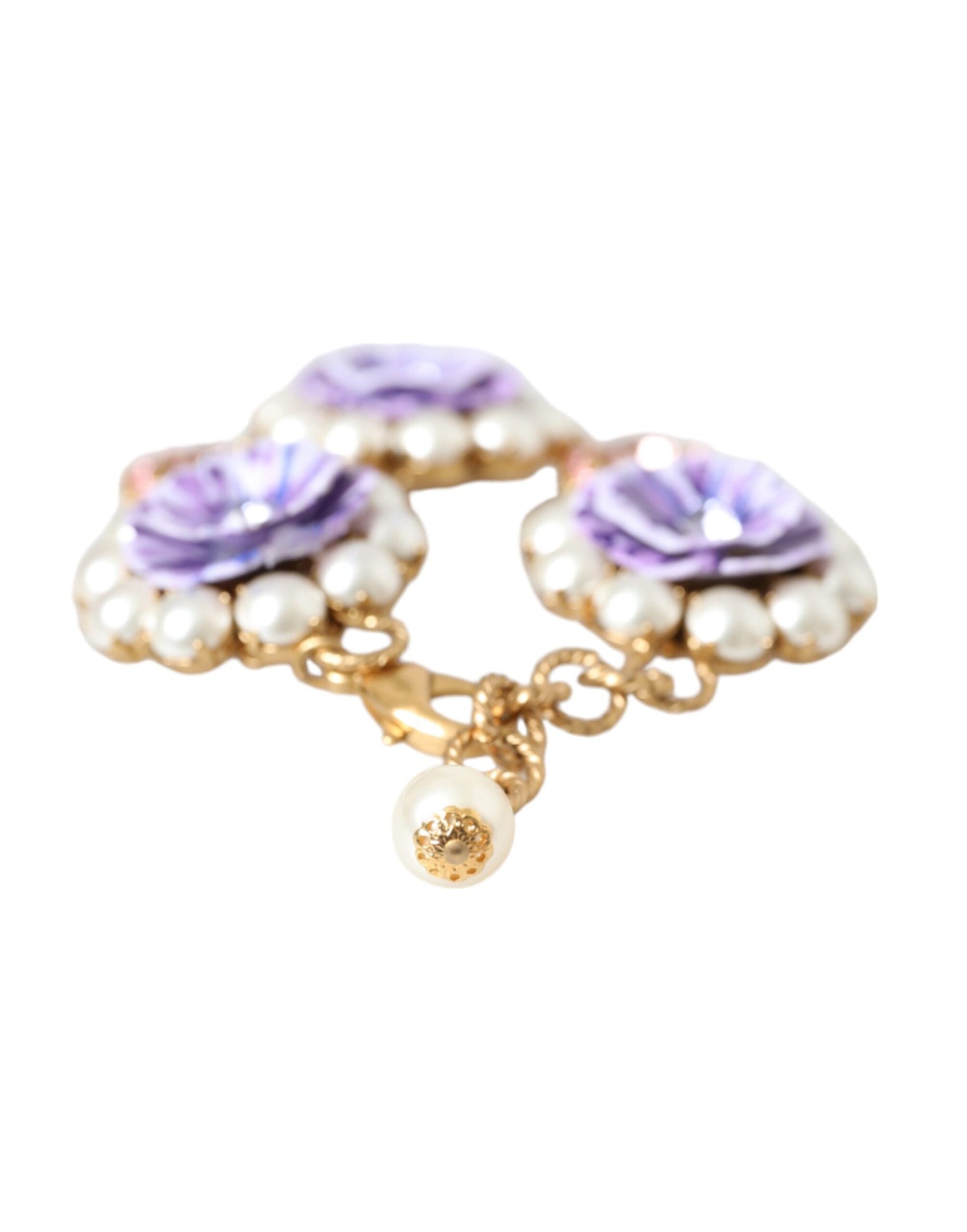 Dolce &amp; Gabbana Gold FIORI BLOOMING Floral Baroque Crystals Bracelet