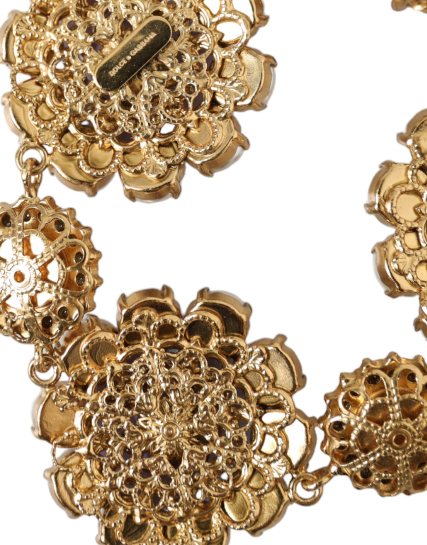 Dolce &amp; Gabbana Gold FIORI BLOOMING Floral Baroque Crystals Bracelet