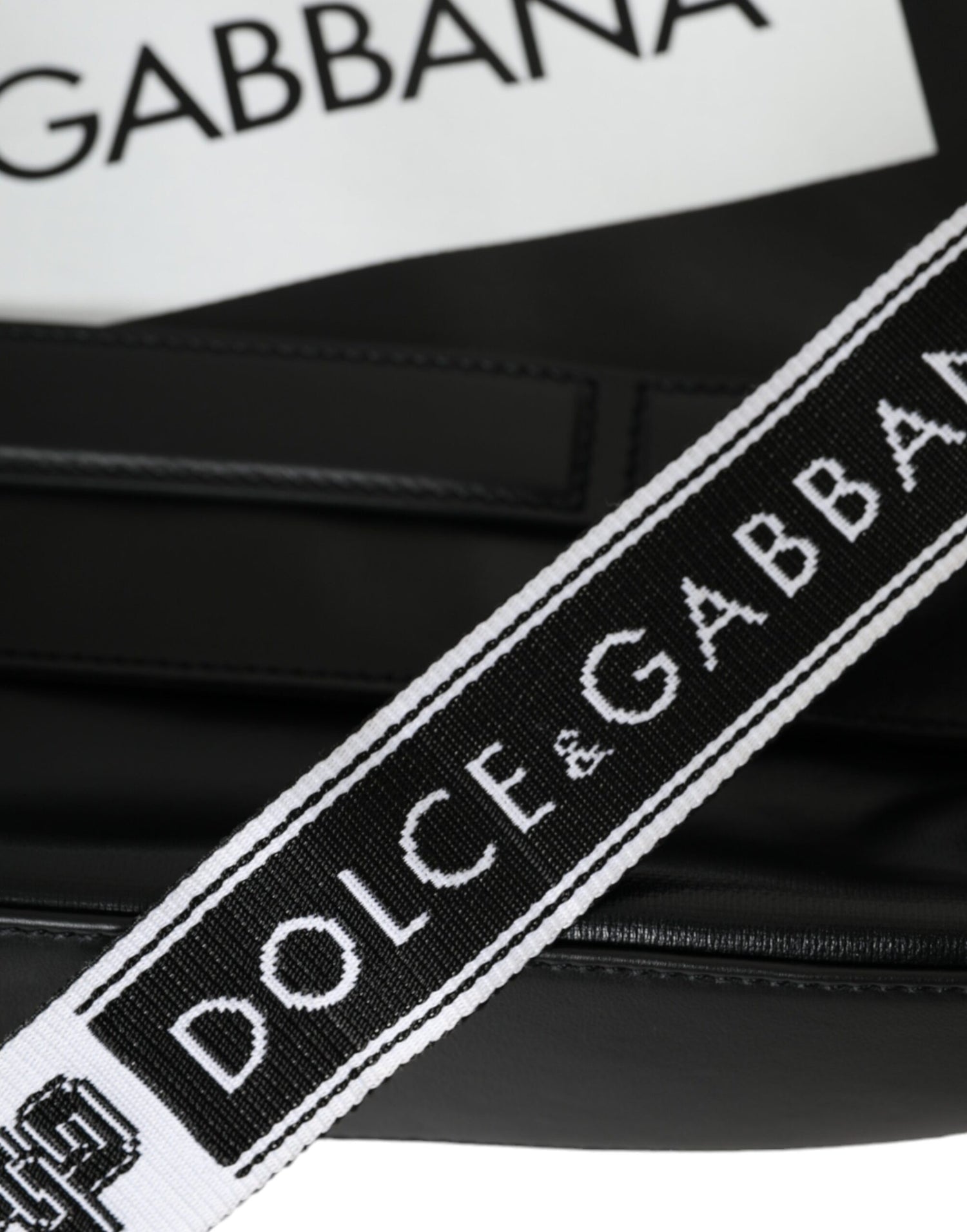 Dolce &amp; Gabbana Black Calfskin Coated Canvas Logo Panel Messenger Bag