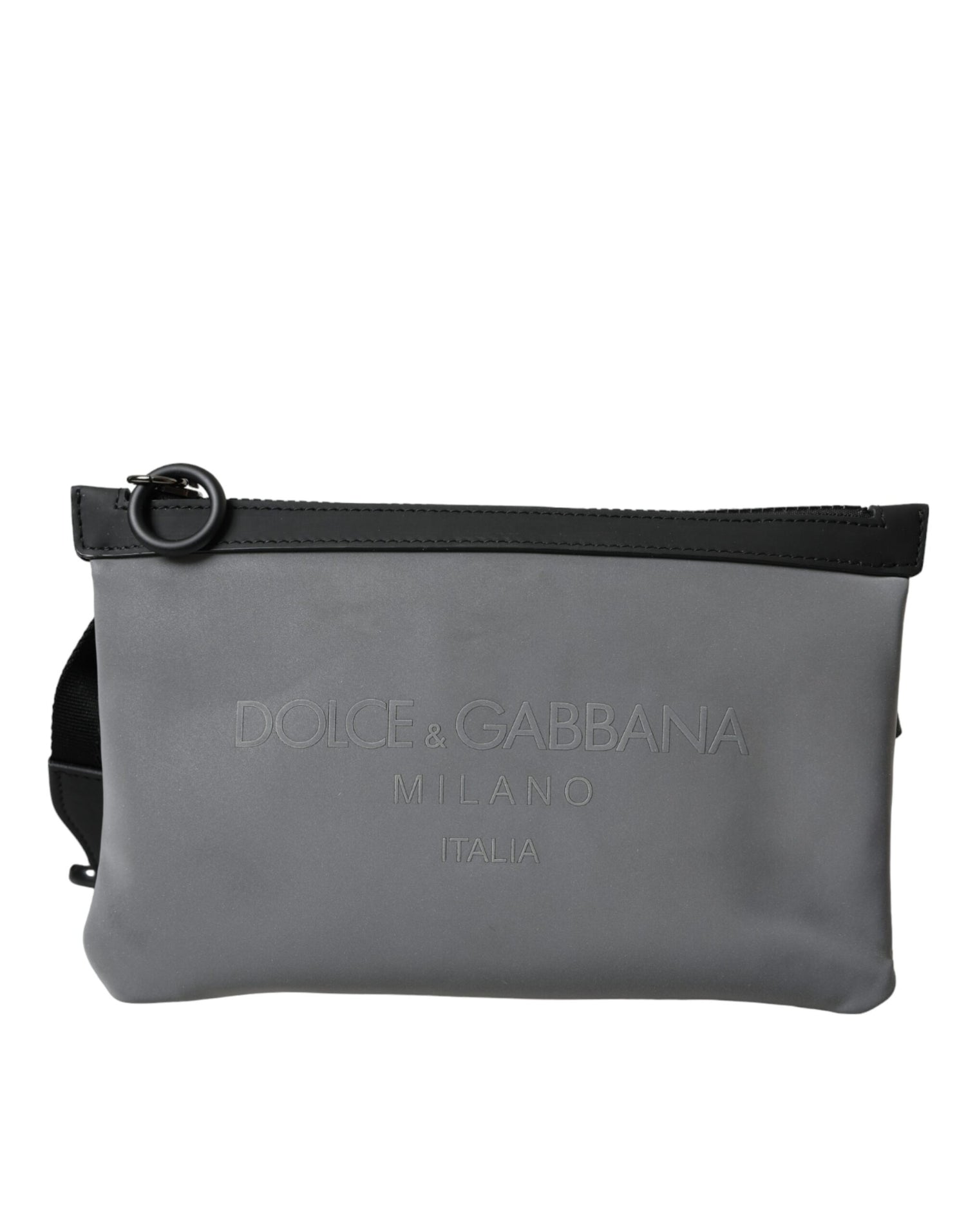 Dolce &amp; Gabbana Gray Neoprene Logo Zip Waist Fanny Pack Belt Pouch Bag