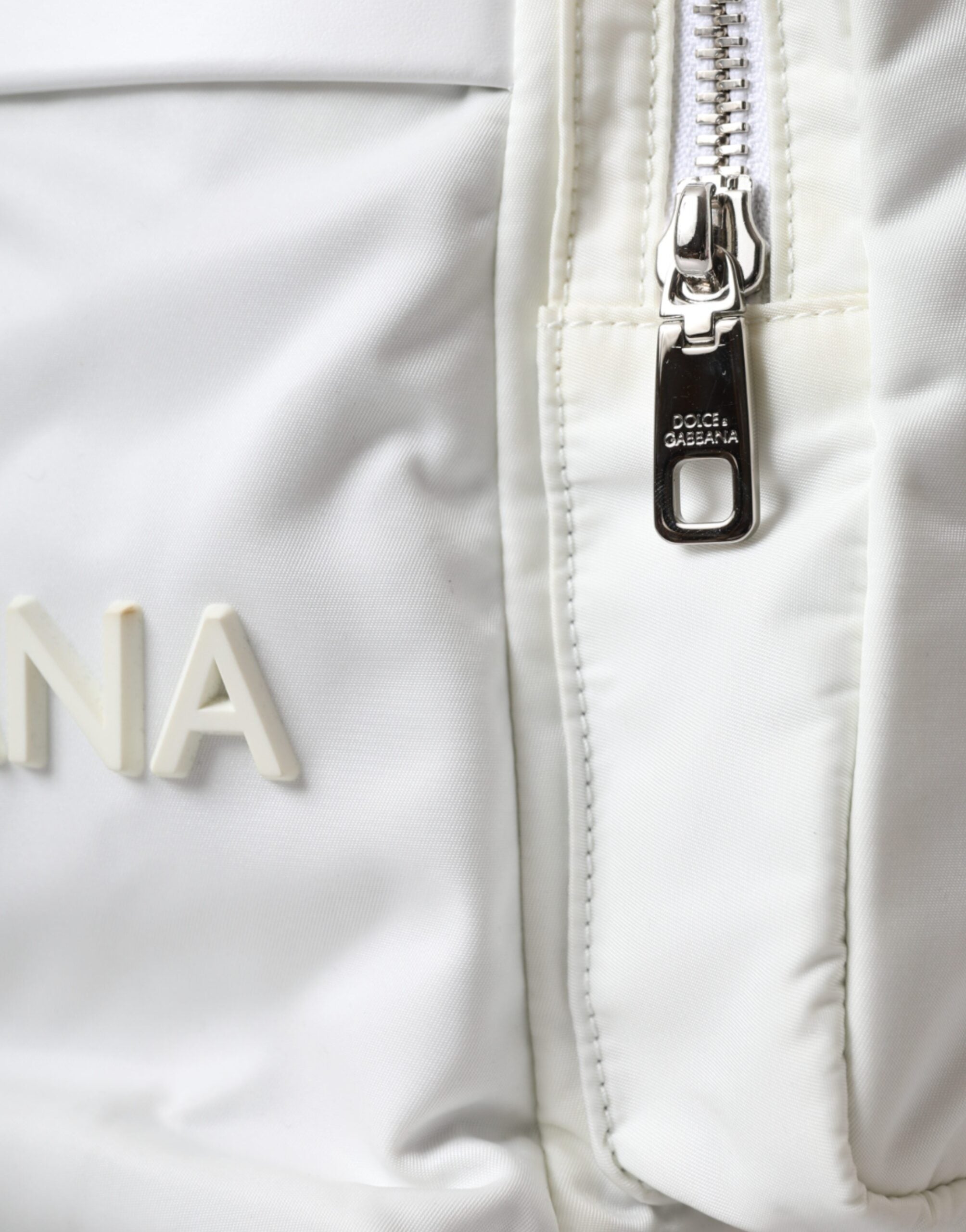 Dolce &amp; Gabbana White Nylon Rubber Logo Backpack Rucksack Bag