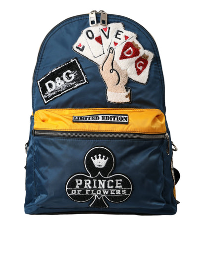 Dolce &amp; Gabbana Blue Yellow Nylon Prince Of Heart Backpack Bag