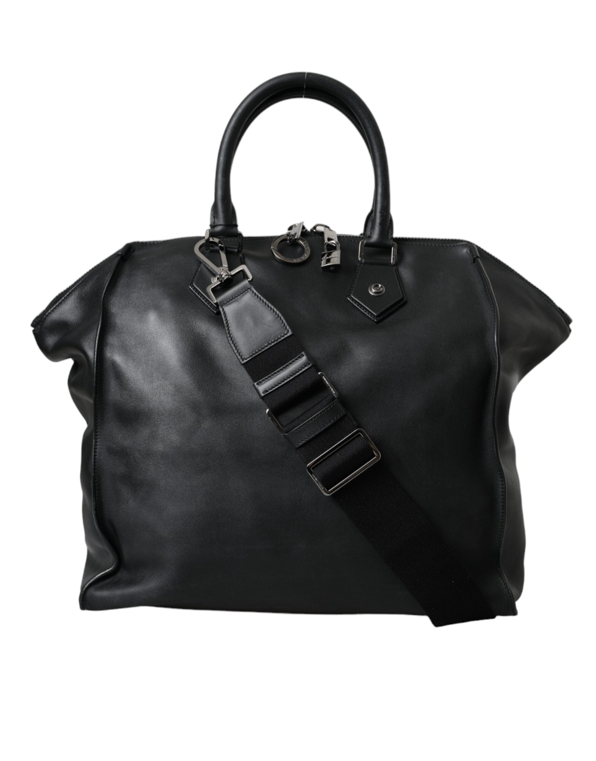 Dolce &amp; Gabbana Black Washed Calfskin Biker Style Shopper Bag