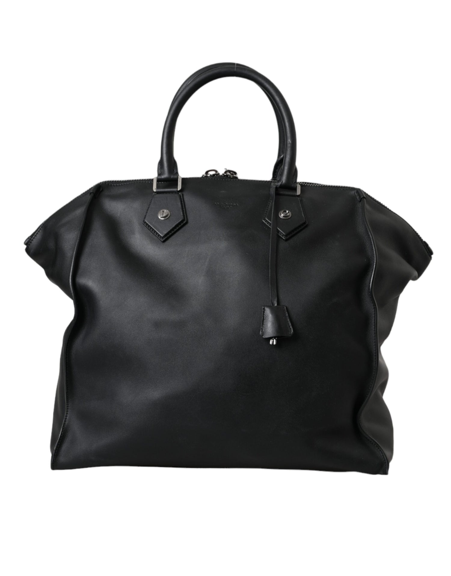 Dolce &amp; Gabbana Black Washed Calfskin Biker Style Shopper Bag