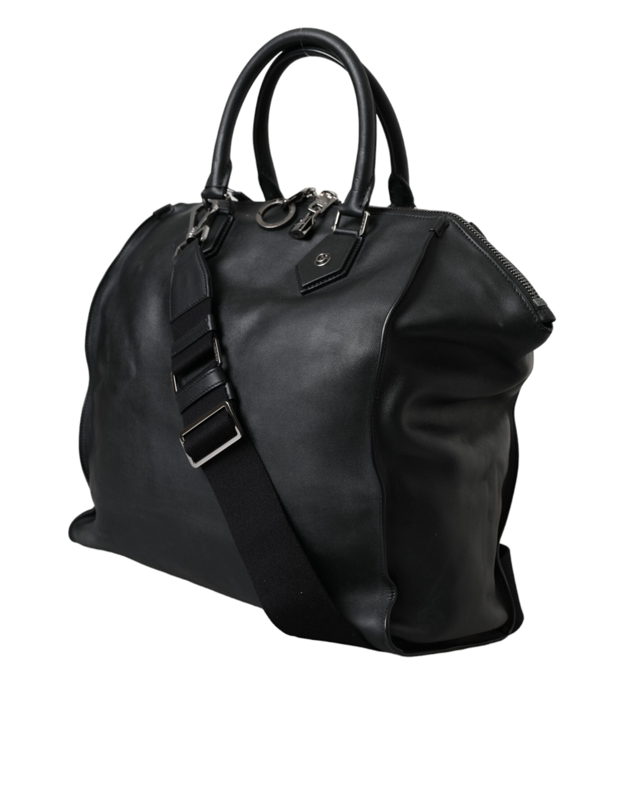 Dolce &amp; Gabbana Black Washed Calfskin Biker Style Shopper Bag