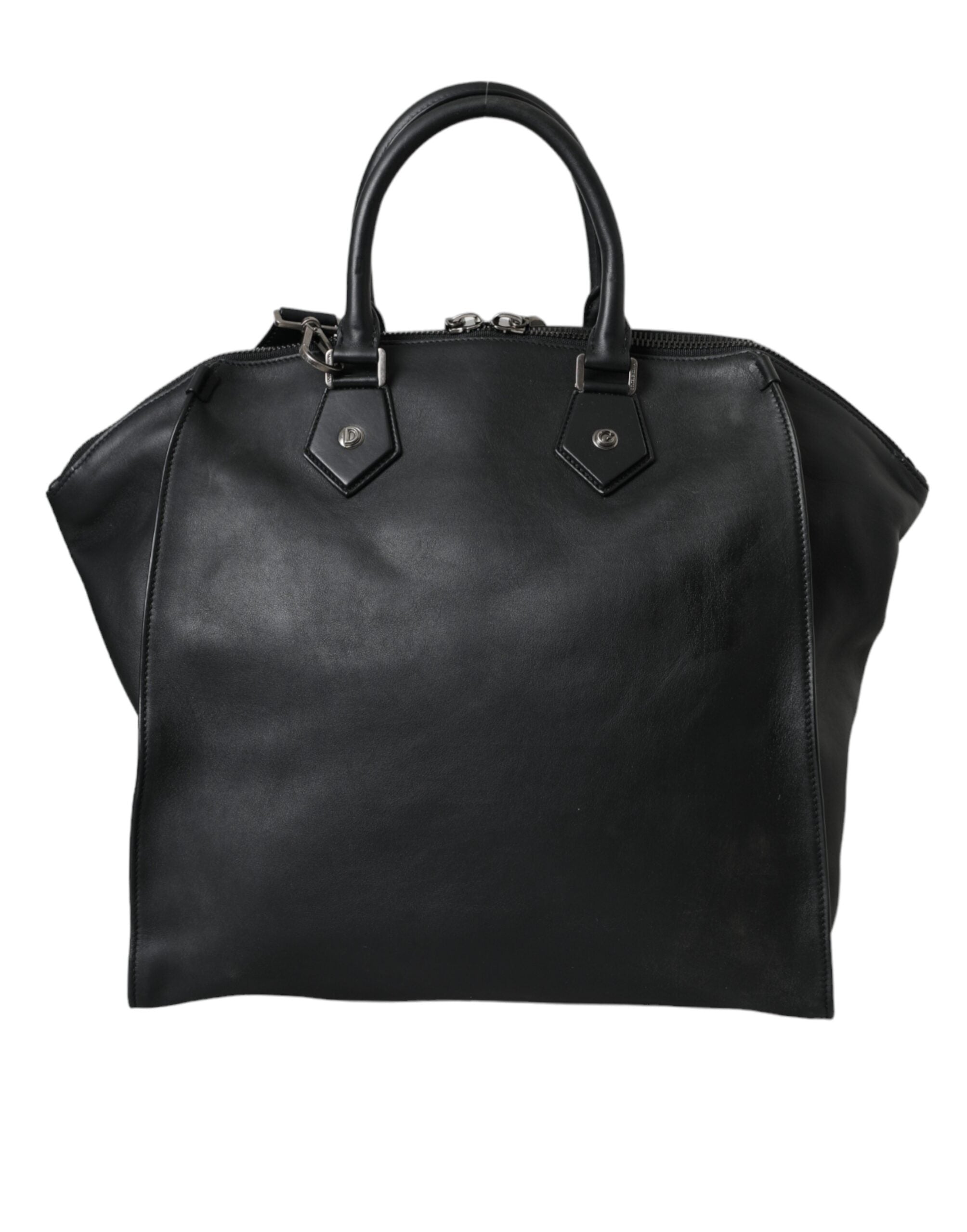 Dolce &amp; Gabbana Black Washed Calfskin Biker Style Shopper Bag