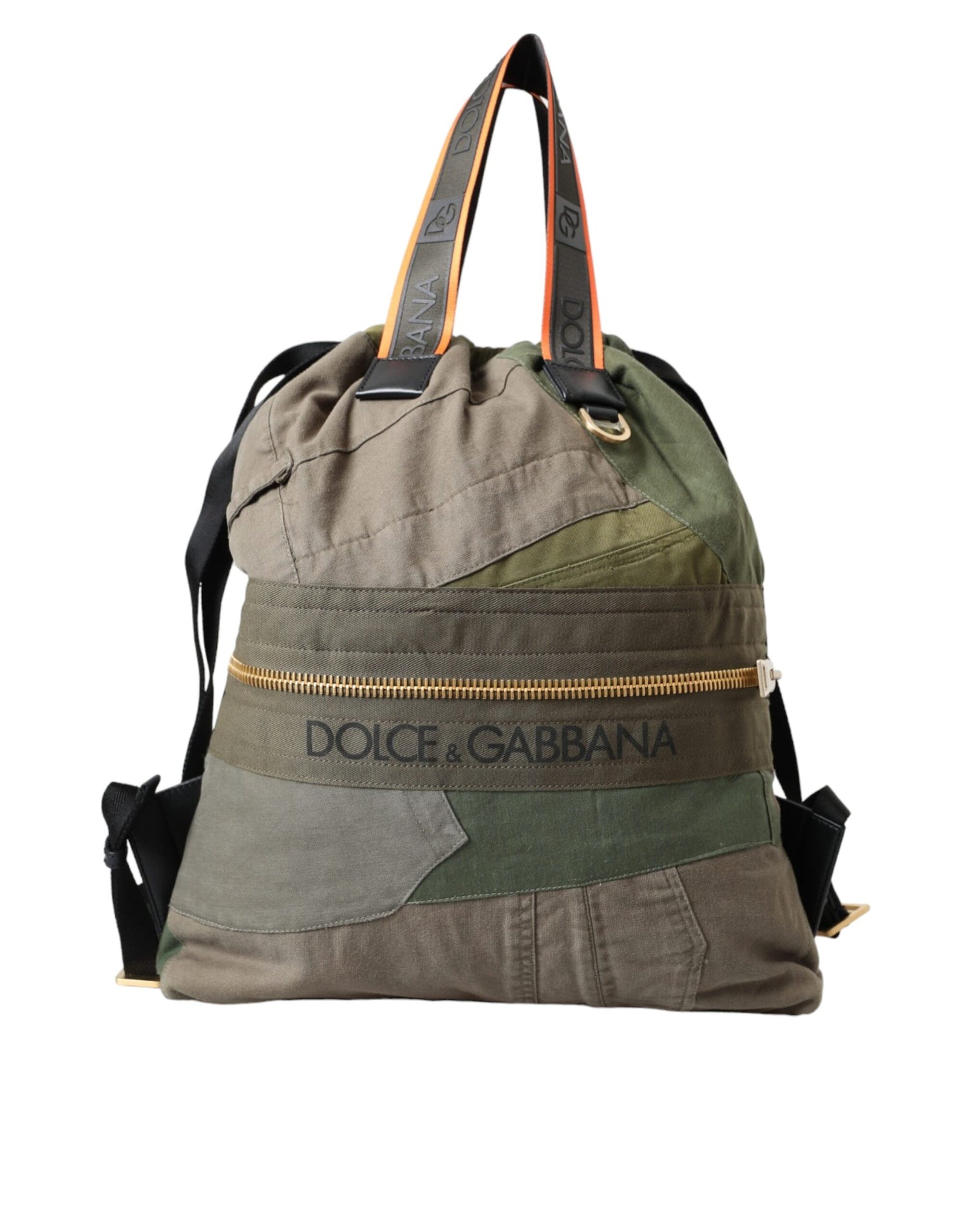 Dolce &amp; Gabbana Military Green Patchwork Rucksack Backpack Bag