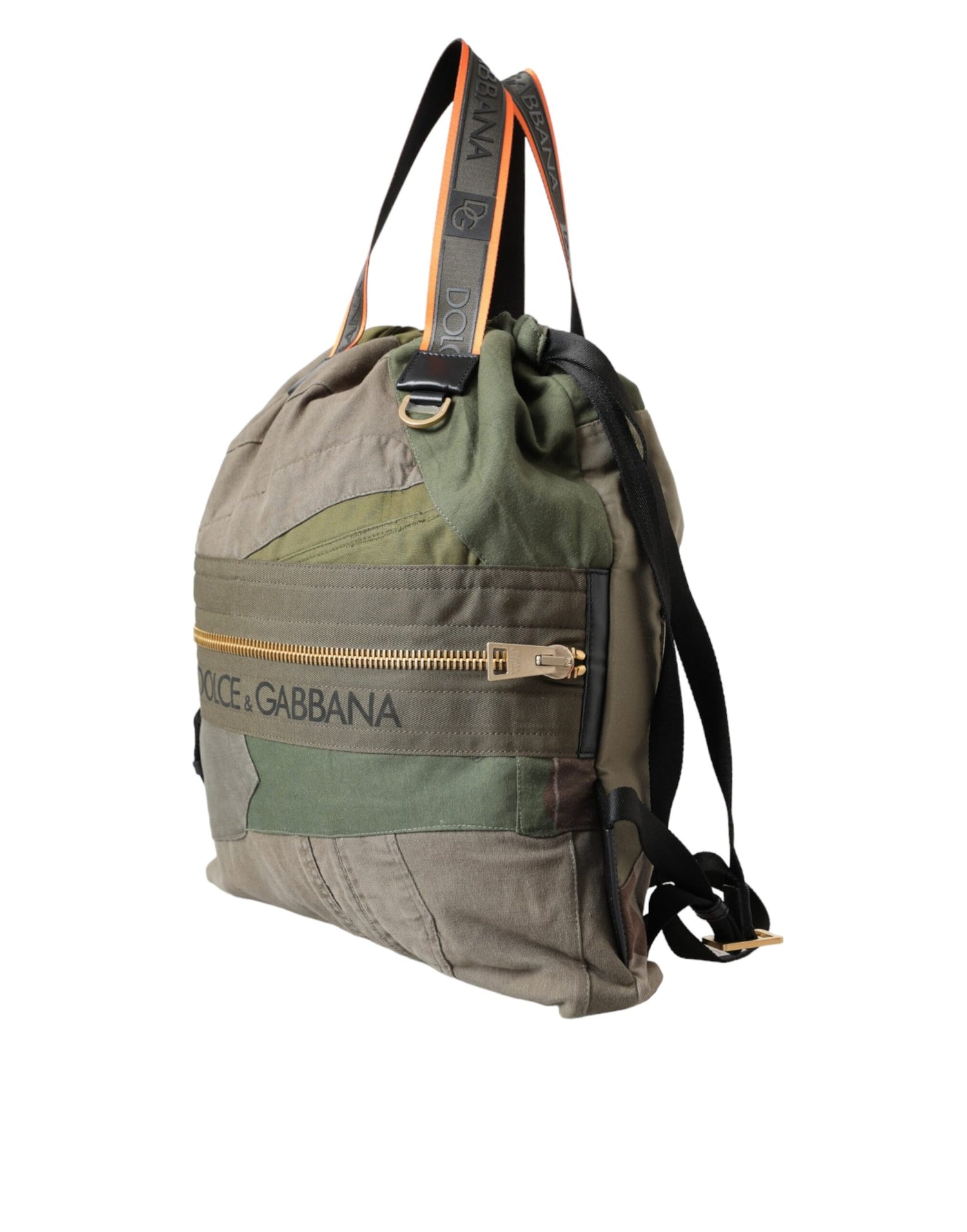 Dolce &amp; Gabbana Military Green Patchwork Rucksack Backpack Bag