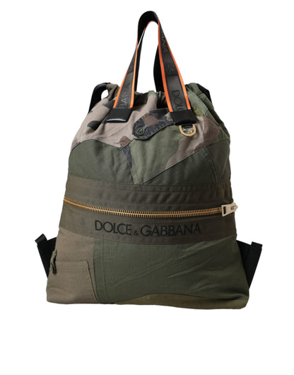 Dolce &amp; Gabbana Military Green Patchwork Rucksack Backpack Bag