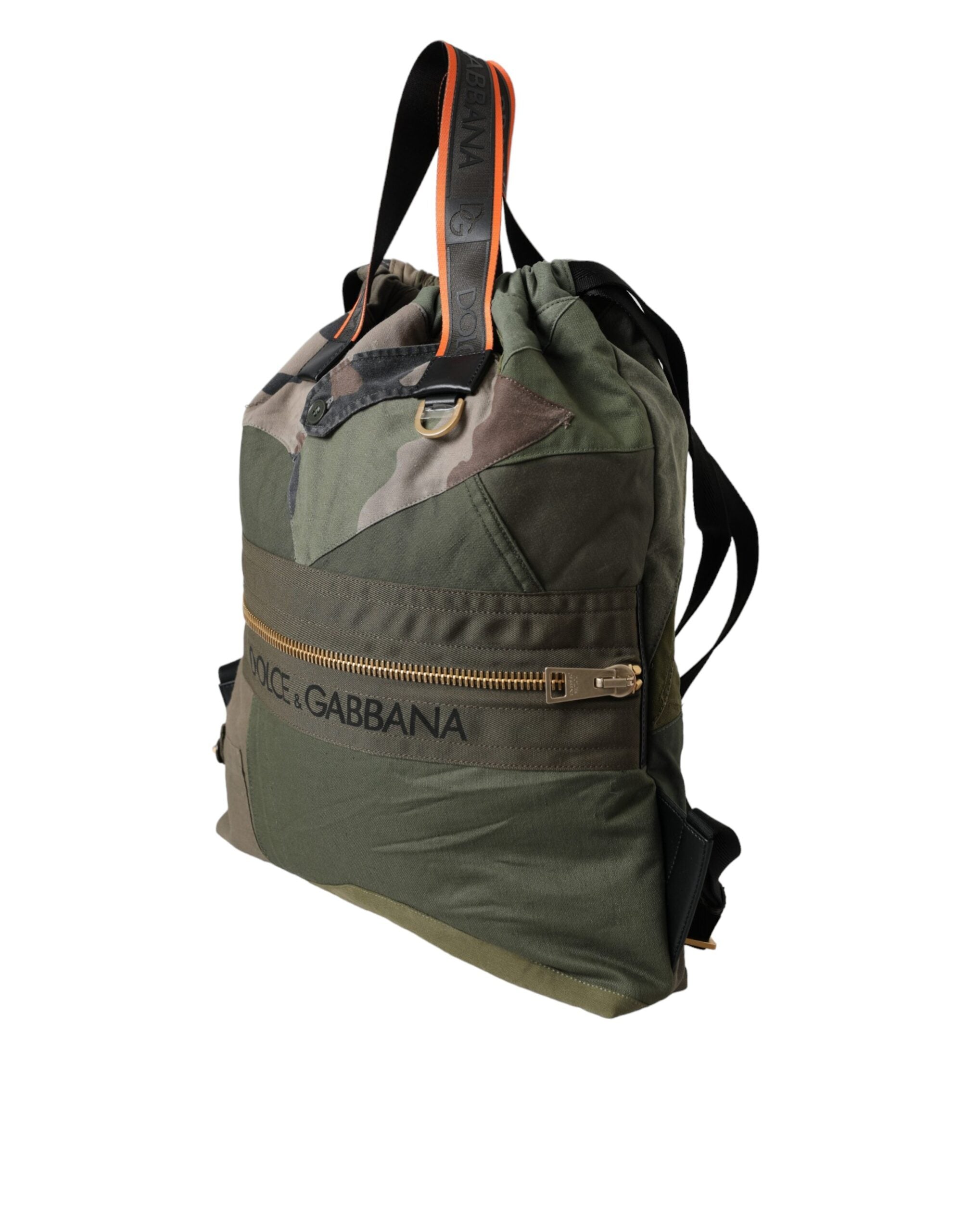 Dolce &amp; Gabbana Military Green Patchwork Rucksack Backpack Bag