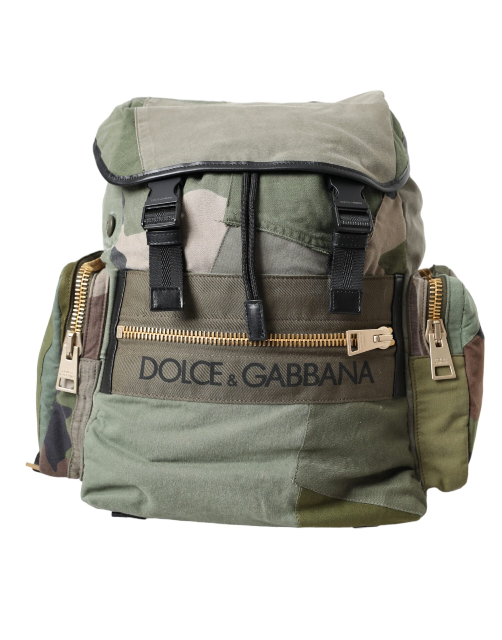 Dolce &amp; Gabbana Military Green Patchwork Rucksack Backpack Bag