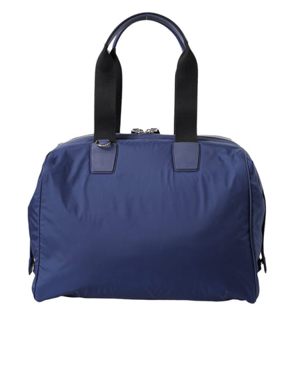 Dolce &amp; Gabbana Blue Nylon Calfskin Hand Shoulder Duffel Bag