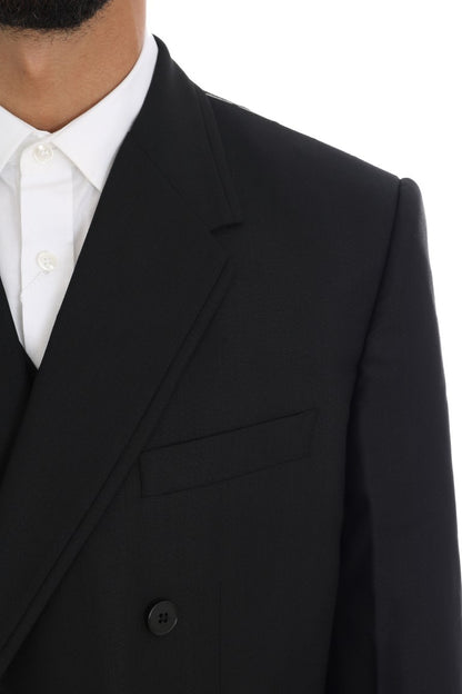 Dolce &amp; Gabbana Elegant Black Wool Three-Piece Suit