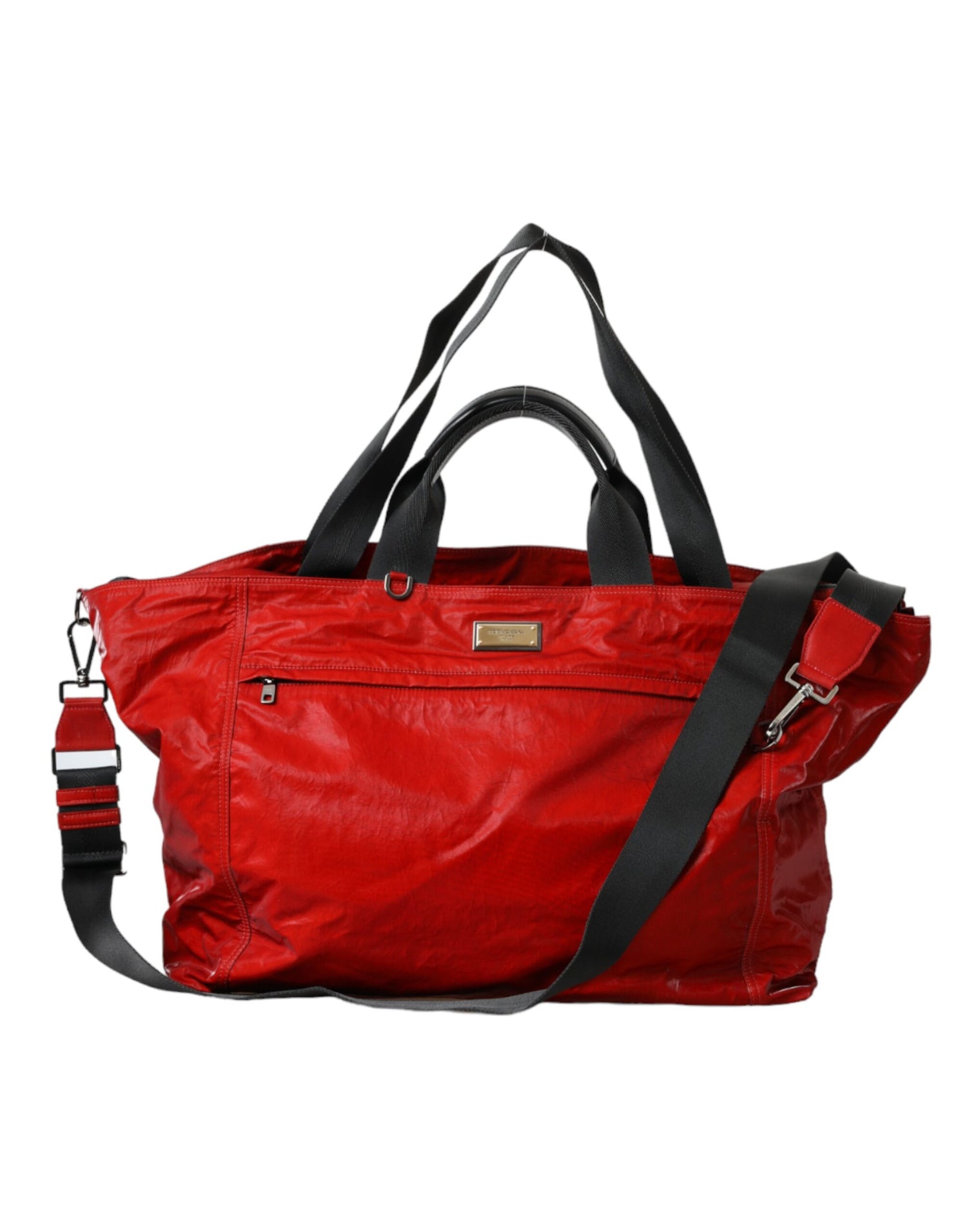 Dolce &amp; Gabbana Red Nylon Calfskin Hand Shoulder Duffel Bag