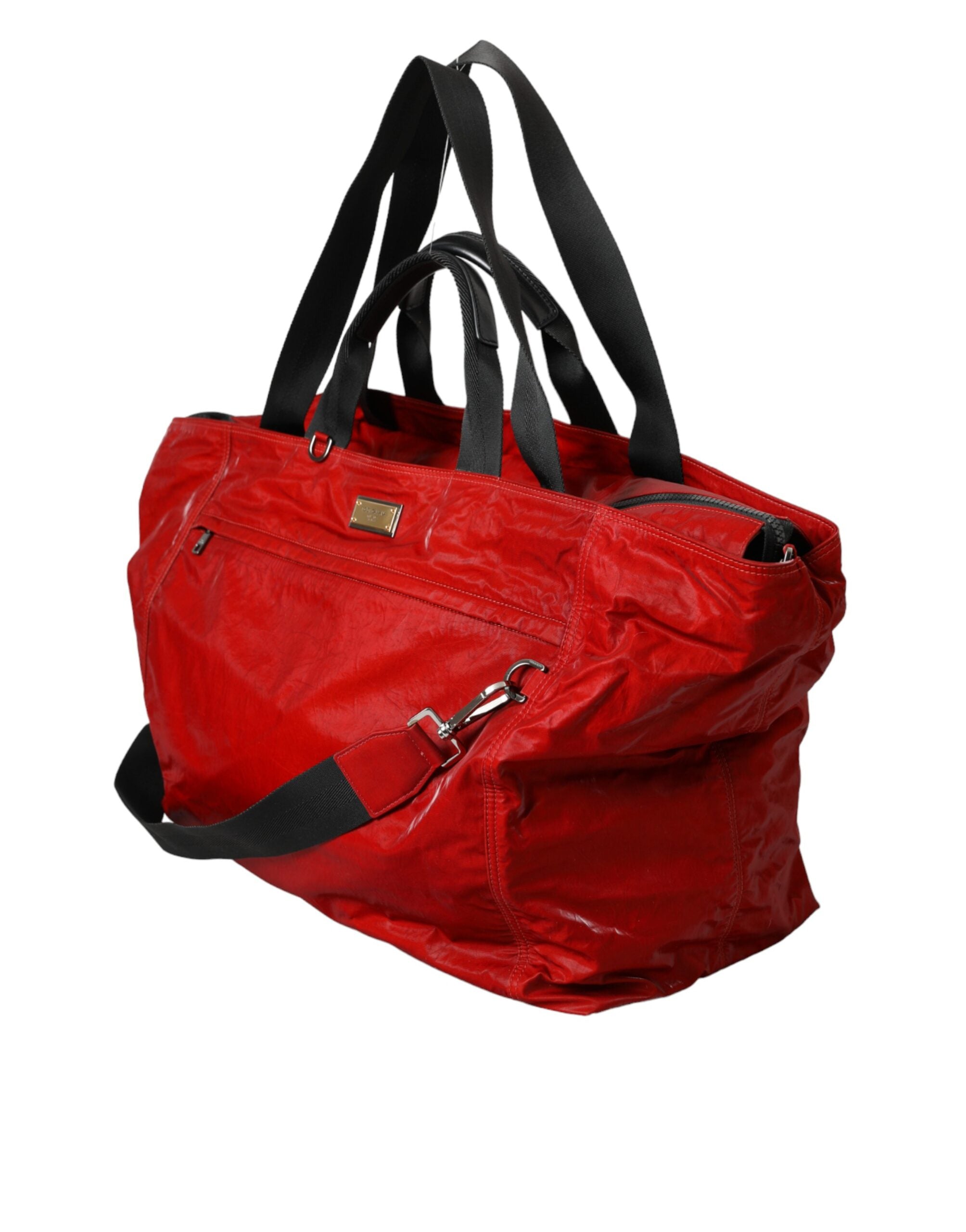 Dolce &amp; Gabbana Red Nylon Calfskin Hand Shoulder Duffel Bag