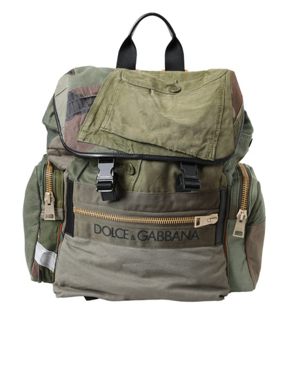 Dolce &amp; Gabbana Military Green Patchwork Rucksack Backpack Bag