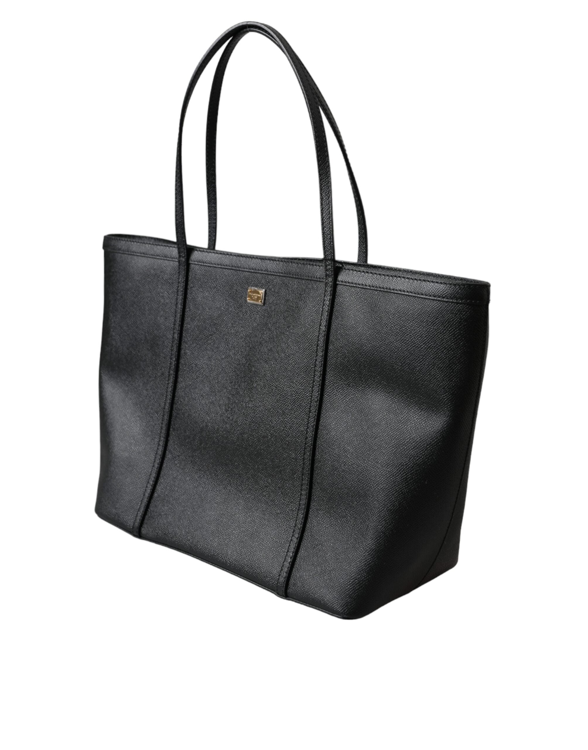 Dolce &amp; Gabbana Black Leather Miss Escape Shopping Tote Women Bag