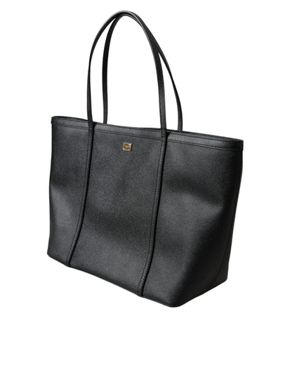 Dolce &amp; Gabbana Black Leather Miss Escape Shopping Tote Women Bag