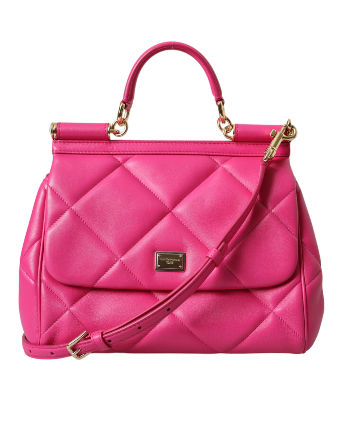 Dolce &amp; Gabbana Pink Quilted Leather SICILY Shoulder Purse Satchel Bag