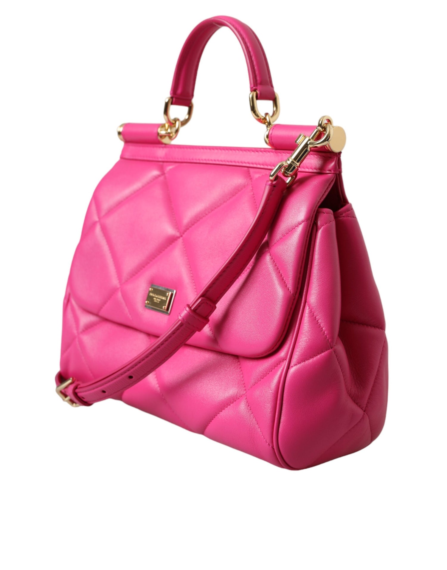 Dolce &amp; Gabbana Pink Quilted Leather SICILY Shoulder Purse Satchel Bag