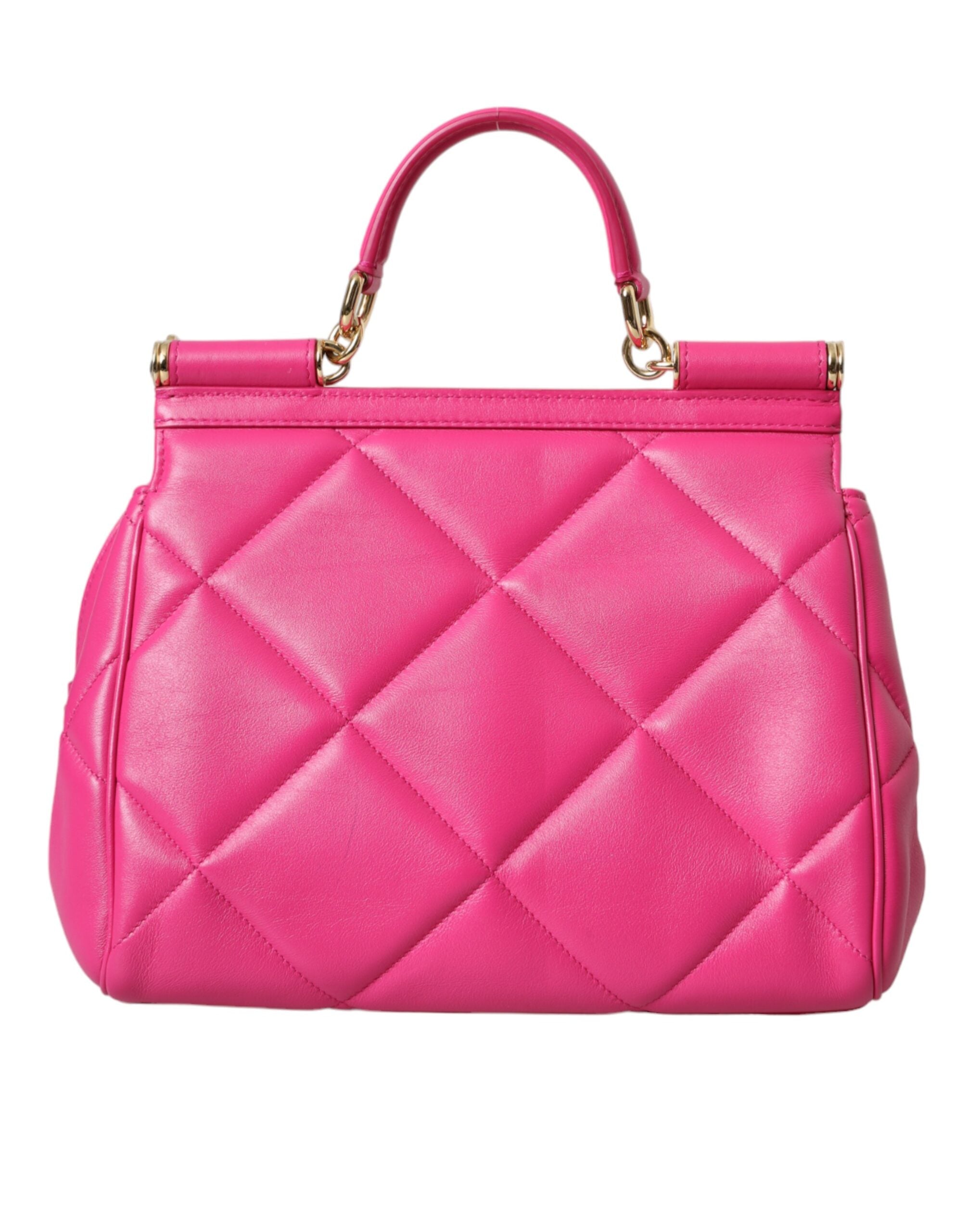 Dolce &amp; Gabbana Pink Quilted Leather SICILY Shoulder Purse Satchel Bag