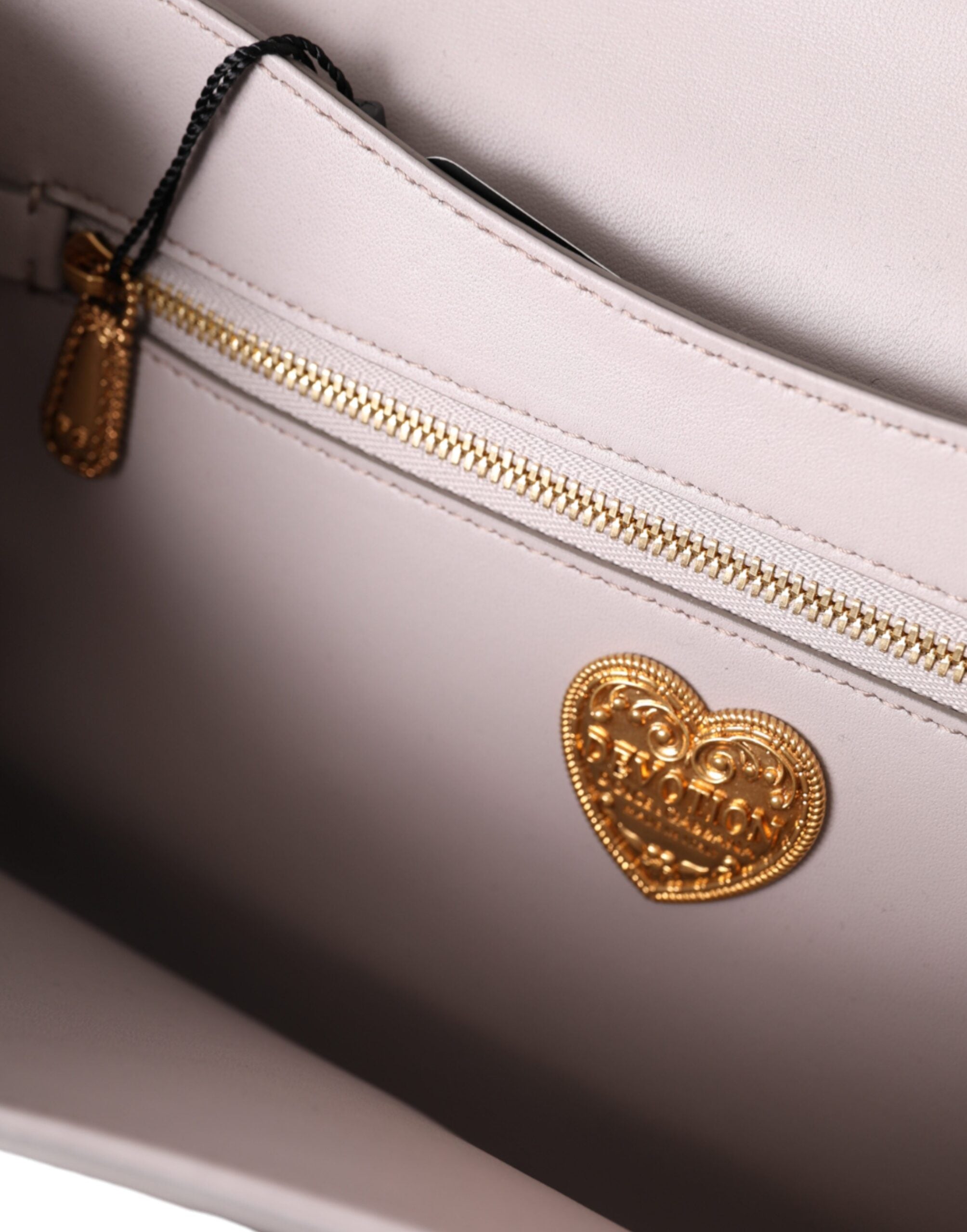 Dolce &amp; Gabbana Light Gray Devotion Gold Heart Leather Shoulder Bag